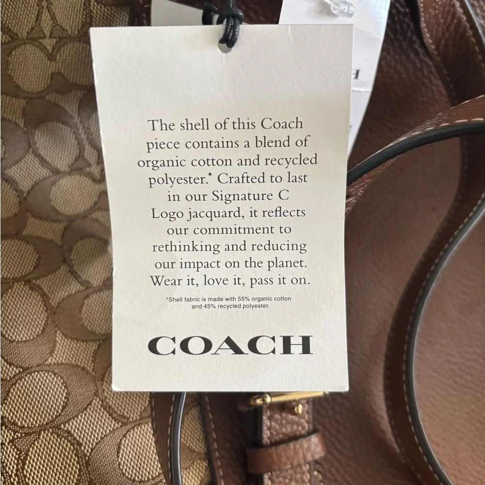 Coach Tan and Brown Signature Stripe Backpack - Picture 6 of 9